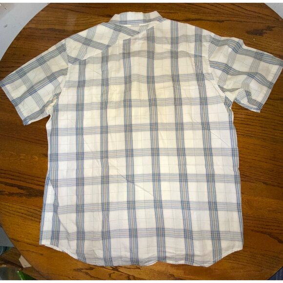 Quiksilver Mens Plaid Short-Sleeve Button-Up Shirt XL White & Blue Cotton - Picture 2 of 3